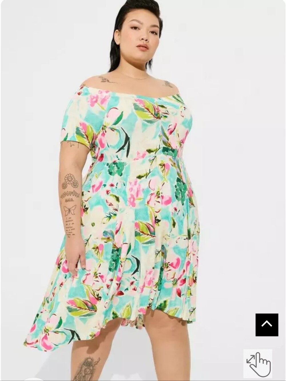 Torrid Supersoft NEW Plus Size 2x: Floral Off-Shoulder High-Low Skater Dress